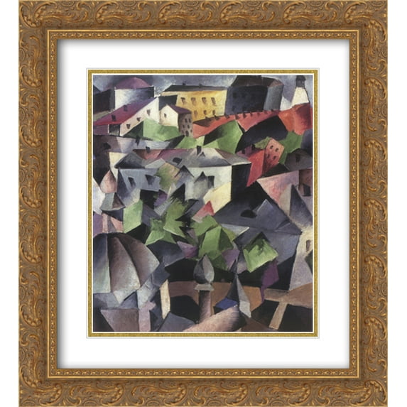 Oleksandr Bogomazov 2x Matted 20x22 Gold Ornate Framed Art Print 'Cityscape. Kiev.'