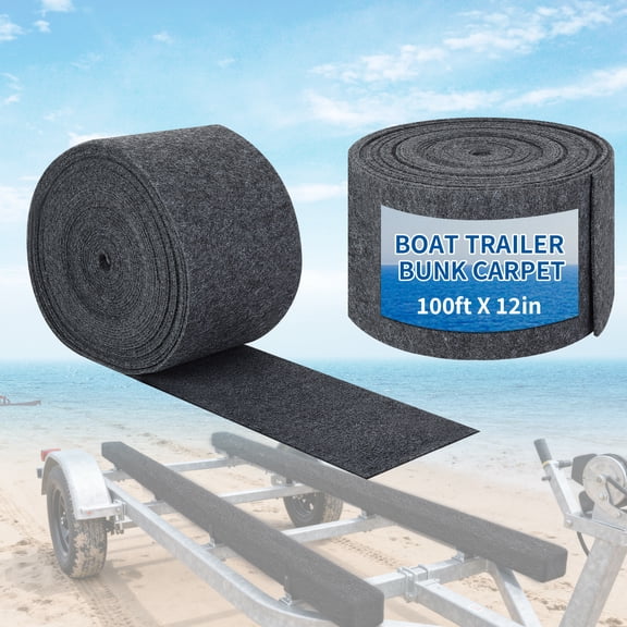Olenyer 21oz Boat Trailer Bunk Carpet,100ft x 12in Marine Trailer Bunk Carpets, Boat Trailer Padding for Runners,Jet Ski,Gray,3/16 Inch