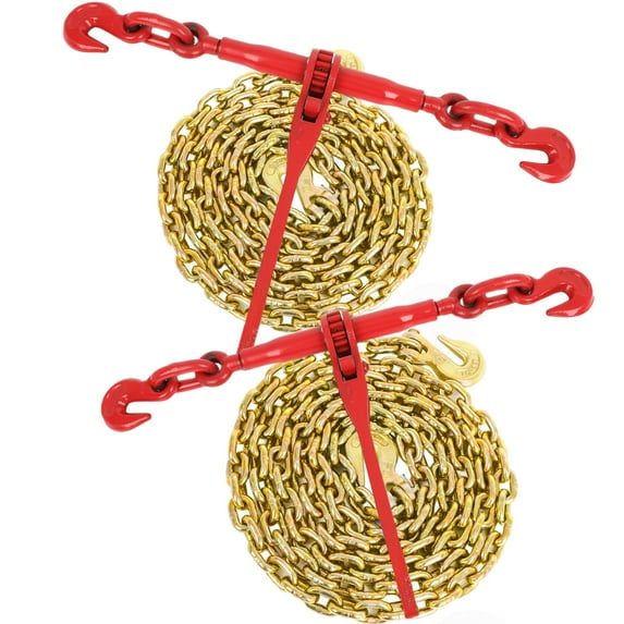 Olenyer 3/8" - 1/2" Ratchet Chain Binder with with 5400 lbs Safe Working Load 3/8" X 10FT Binder Chain,with Grappling Hook, Tie Down Hauling Chain Binders for Flatbed Truck Trailer…