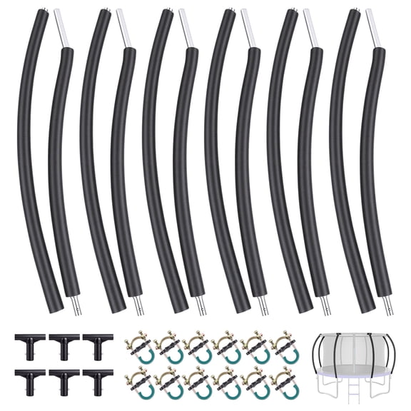 Olenyer 6PCS Trampoline Curved Poles Replacement, 8-16FT Universal Enclosure Poles