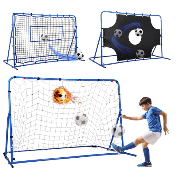 Olenyer 6x4FT Backyard Soccer Goals,Quick-Switch Angle,3 Mode Soccer Goal Rebounder,Passing Practice,Soccer Training Equipment for Kids & Adults
