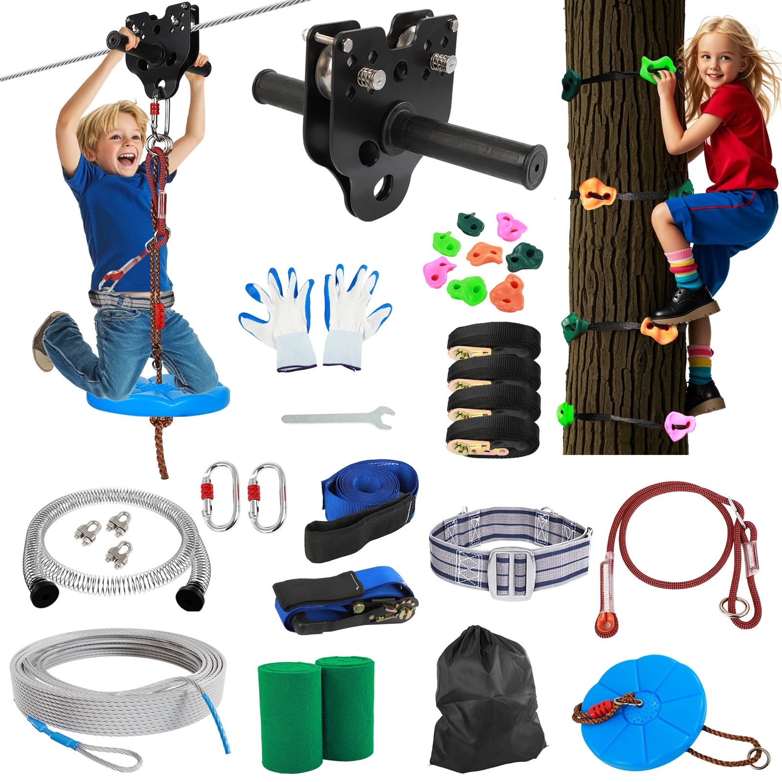 Removable Design Olenyer Zip Line for Kids and Adults Up to 400 lb: Heavy Duty Removable ...
