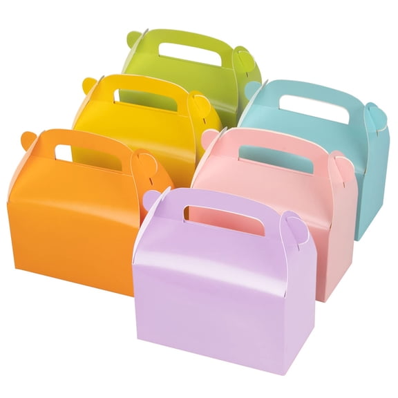 Oletx 30-Pack Colorful Party Favor Treat Boxes, Goodie Boxes, Gable Paper Gift Boxes with Handles. Perfect for Rainbow Party Decoration Supplies Y114