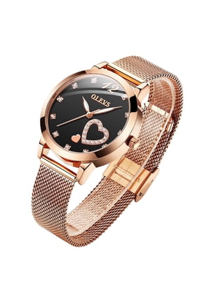 Watches for Women Casual Dress Luxury Analog Quartz Mesh Strap Hearts Easy Read Waterproof Luminous Fashion Ladies Wrist Watches Gifts Relojes para Mujer White/Black