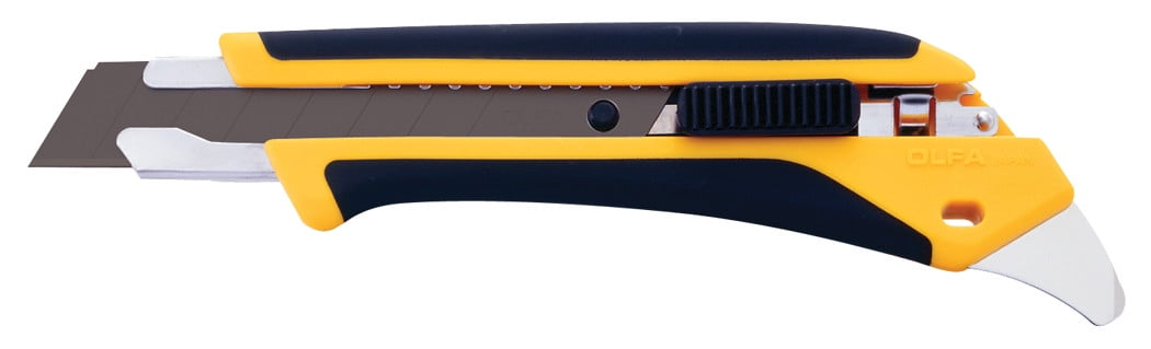 Heavy-Duty Black and Yellow Plastic Utility Knife with Retractable Blade