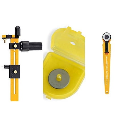 Olfa Rotary Circle Cutter with 18mm Rotary Cutter and 2 Replacement Blades for Quilting, Sewing, Crafts