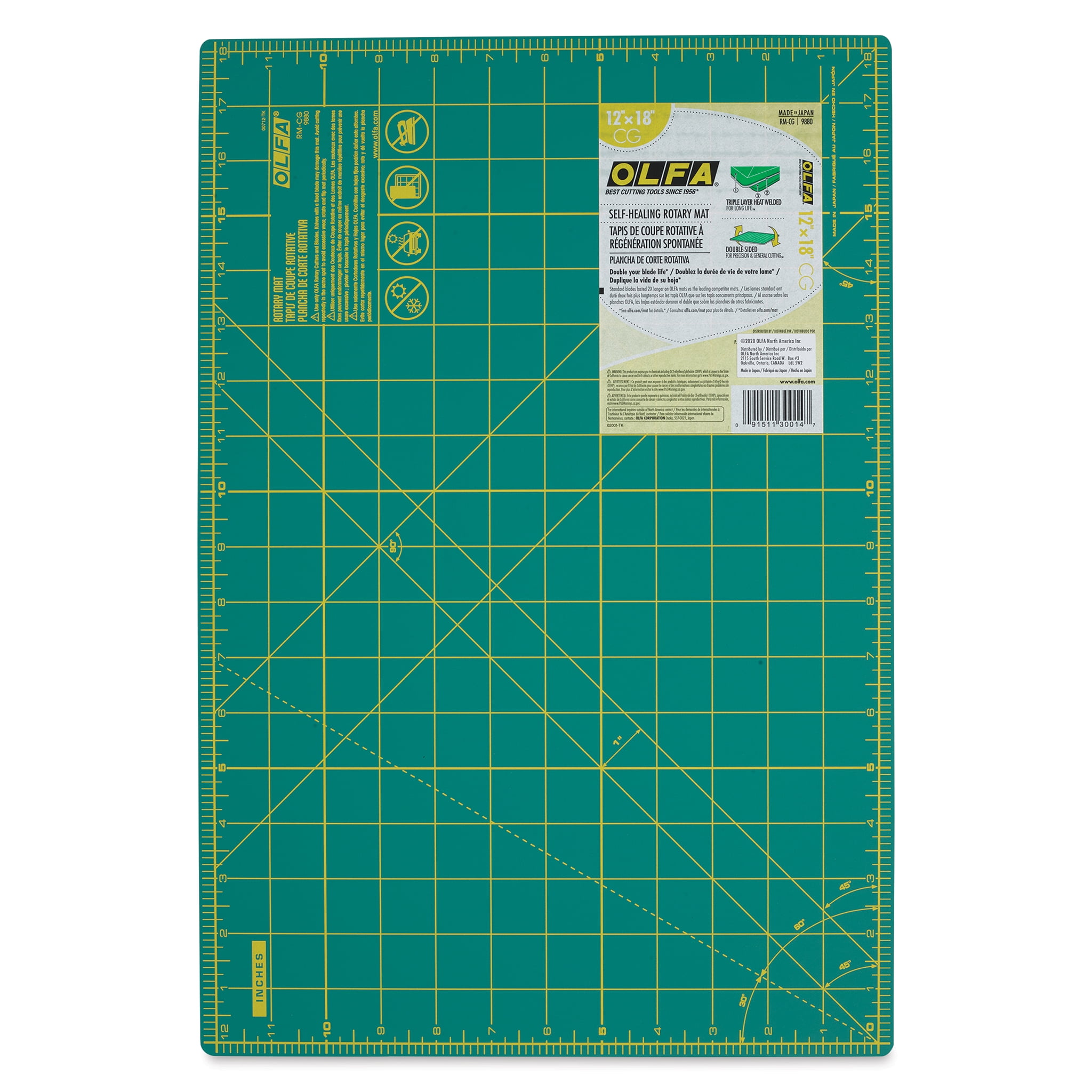 Olfa SelfHealing Rotary Cutting Mat Green, 12" x 18"