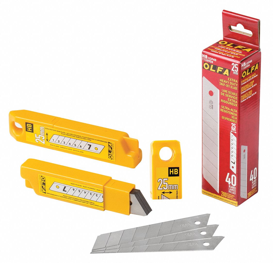 Olfa 5-33/64" x 25mm Carbon Steel Snap-Off Blade; PK40  Carbon Steel  HB/CP40