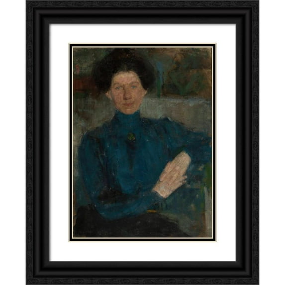 Olga Boznanska 14x18 Black Ornate Wood Framed Double Matted Museum Art Print Titled - Portraif of Maria Koźniewska-Kalinowska (1875-1968), Painter (1903)
