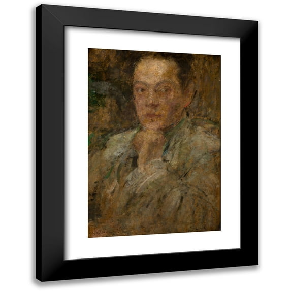 Olga Boznanska 18x24 Black Modern Framed Museum Art Print Titled - Portrait of Sculptor Stefan Zbigniewicz (1930)