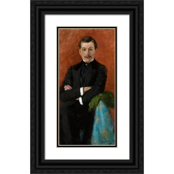 Olga Boznanska 9x14 Black Ornate Wood Framed Double Matted Museum Art Print Titled: Portrait of Jozef Czajkowski (1892)