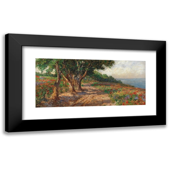 Olga Wisinger-Florian 14x8 Black Modern Framed Museum Art Print Titled - Elm-Lined Promenade in Euxinograd