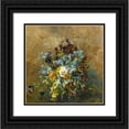 thumbnail image 1 of Olga Wisinger-Florian 15x15 Black Ornate Wood Framed Double Matted Museum Art Print Titled - Live Quietly with Stepmothers (Still Life with Pansies), 1 of 5