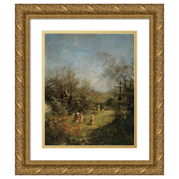 Olga Wisinger-Florian 15x18 Gold Ornate Wood Frame and Double Matted Museum Art Print Titled - Dilapidated Cemetery in Goisern (1887)