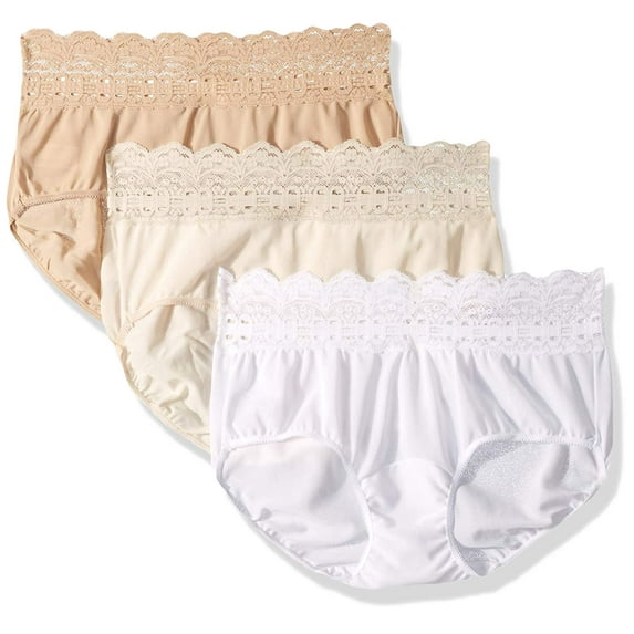 Olga Women's Secret Hug Hipster Silky Microfiber Panties, White (3 Pack)