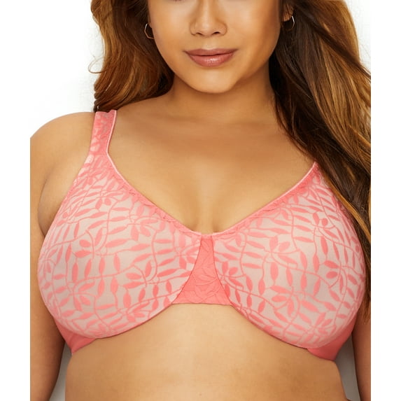 Olga Womens Sheer Leaves Minimizer Bra Style-35519