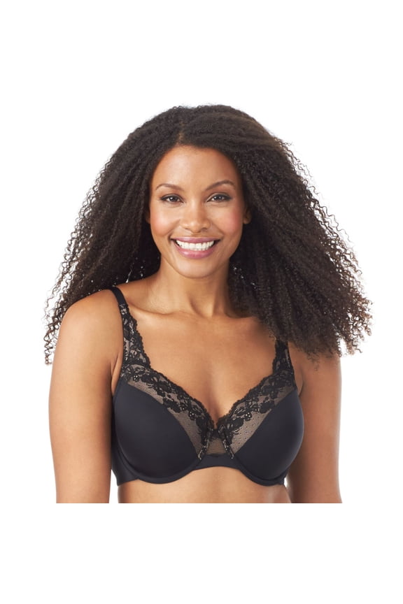 Women's Olga GF7961A Cloud 9 Lace Underwire Contour Bra (Rich Black 44C)