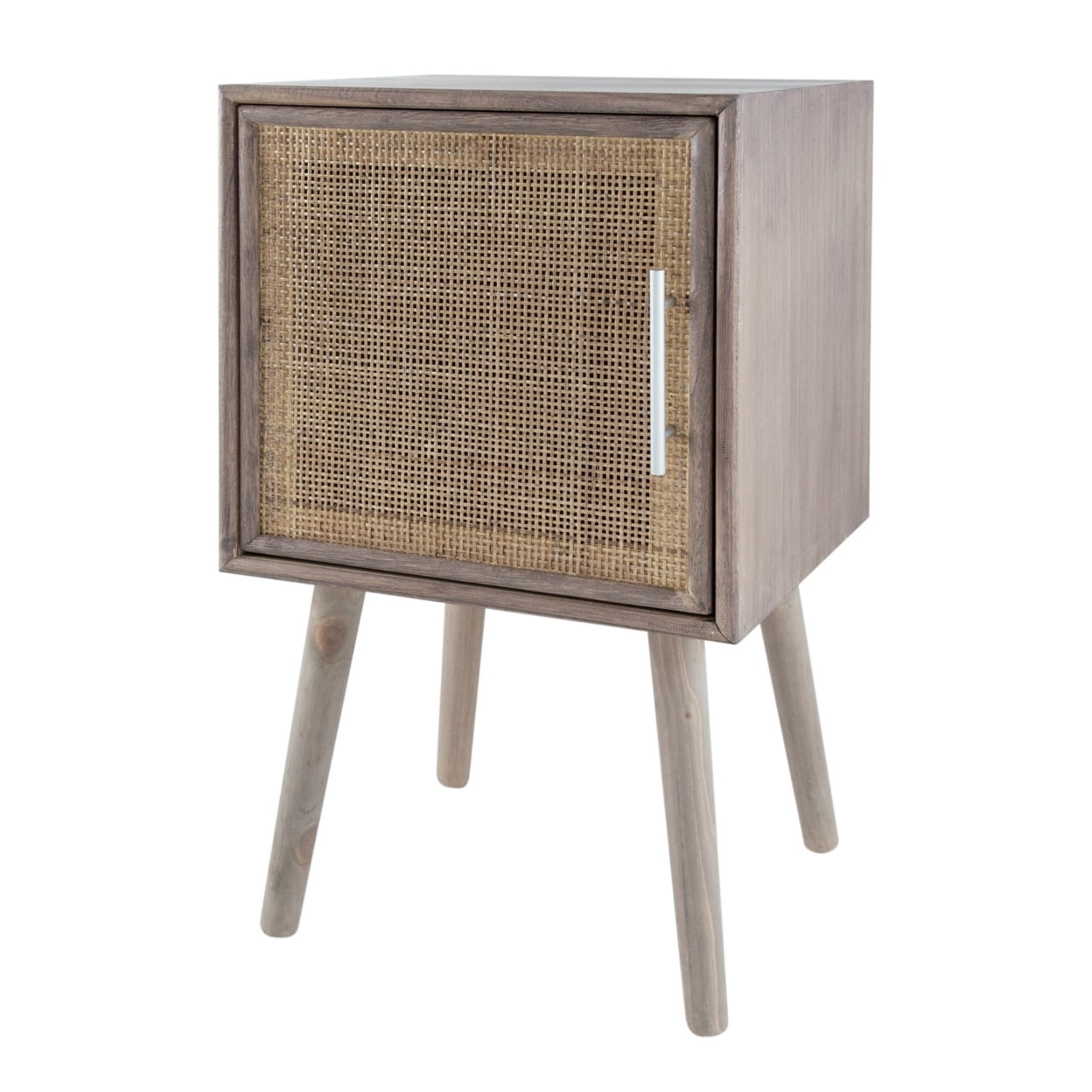 Oli 28 Inch Accent Cabinet Table, Rustic Rattan Door, Splayed Legs ...