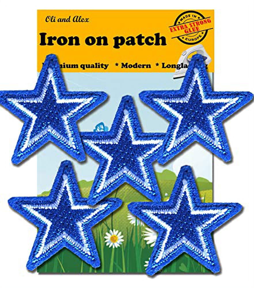 Oli and Alex Iron On Patches - Extra Strong Glue Blue Star Patch 5