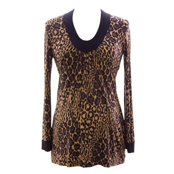 Olian Women's Long Sleeve Leopard Print Maternity Top Small Black Multi