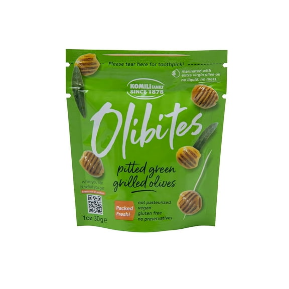 Olibites Pitted Green Olives, Grilled, 1 oz, Allergen-Free