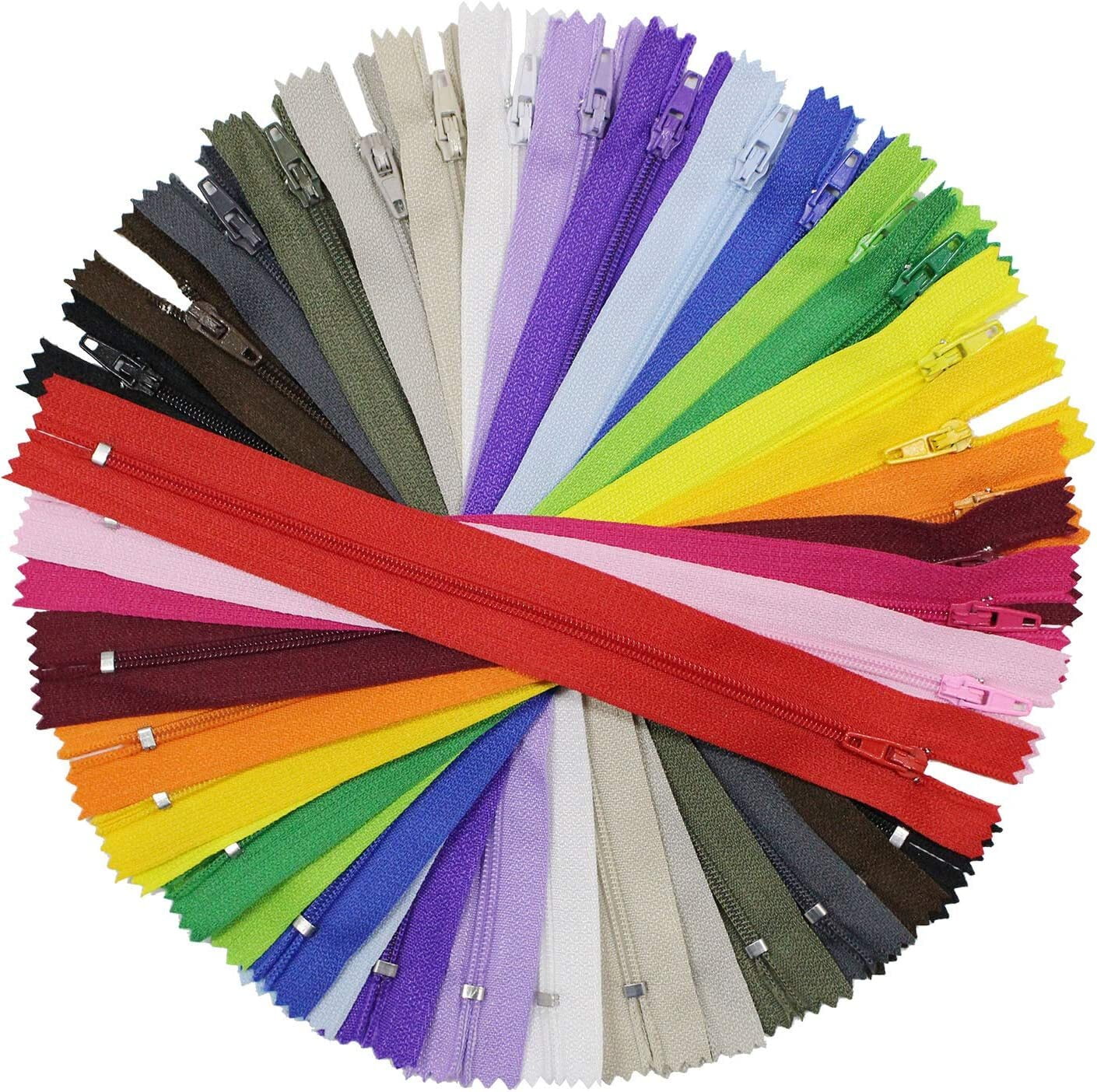 Olibuy 100Pcs Nylon Zipper for Sewing 8 Inch Nylon Coil Zippers