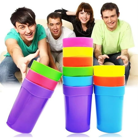Olibuy 12 PCS 13.5OZ/400ml Unbreakable Plastic Tumblers, Kids Plastic Cups, Plastic Kids Juice Tumblers in 6 Assorted Colors for Children and Adults, No BPA