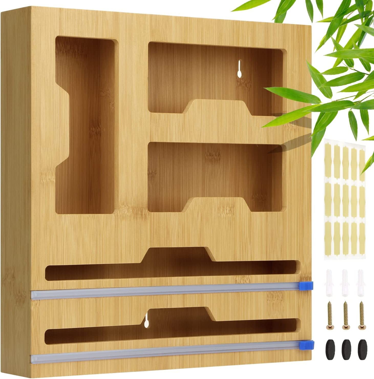 Olibuy Bag Storage Organizer for Kitchen Drawer & Wrap Dispenser with