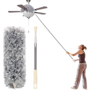Olibuy Microfiber Duster with Extension PoleStainless Steel, Extra Long 100 inches, with Bendable Head, Extendable Duster for Cleaning High Ceiling Fan, Interior Roof, Cobweb, Gap Dust