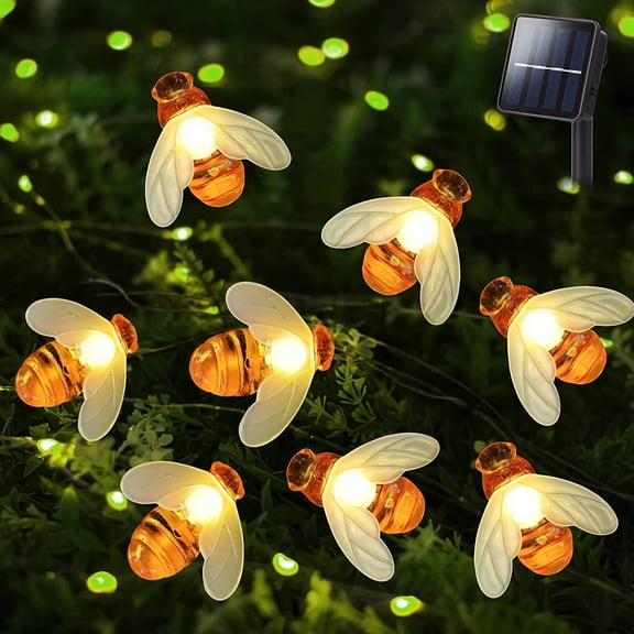 Olibuy Solar Bee String Lights 20LED 16FT, Outdoor Waterproof Simulation Honey Bees Decor for Garden Patio Yard