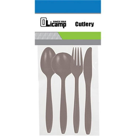 Olicamp BPA-Free Cutlery Set - 4 Piece Smoke Camping Flatware