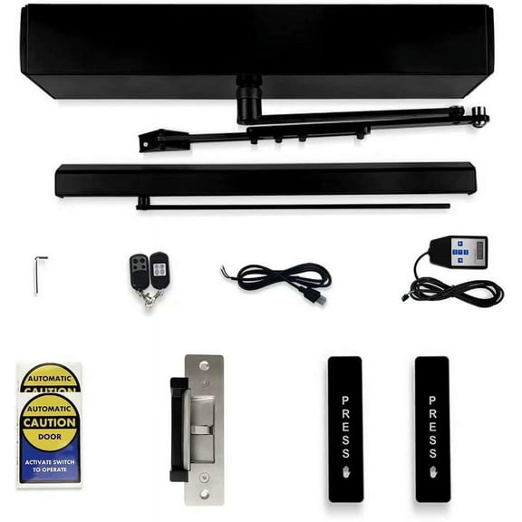 Olideauto Electric Swing Automatic Wireless Door Opener Kit, with Electric Strike,Wireless Push Auto Open Door,Black Color