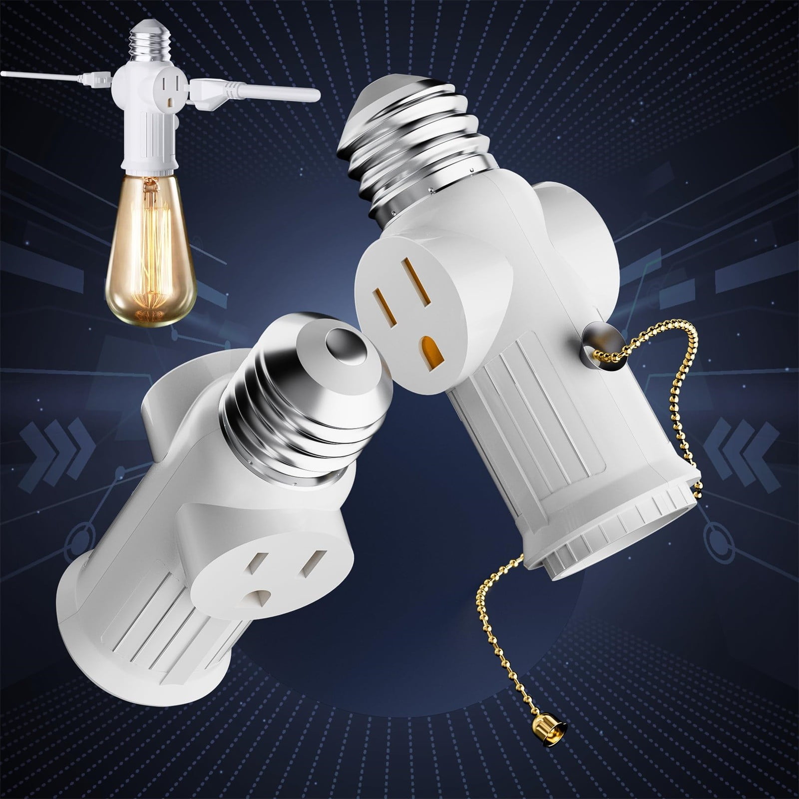 Oliegs Letaclanic Light Socket To Plug Adapter 2 Pack Pull Chain 2/3 ...