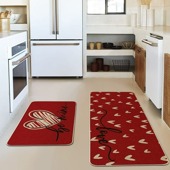 Oliegs Stocking Valentine's Day Kitchen Rugs And Mats Set Of 2 Cushioned Anti Fatigue Kitchen Floor Mat Non Slip Waterproof Kitchen Rug Set Comfort Standing Mats White Elephant