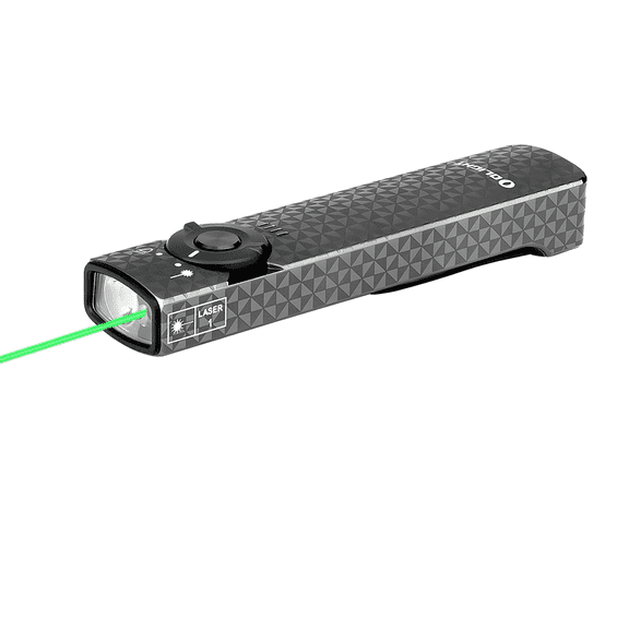 OLIGHT Arkfeld EDC Flat Flashlight, 1000 Lumens White LED Light with Green Beam Combo, Power by Rechargeable Built-in Battery for Outdoors, Emergency, Work (Pinwheel Gunmetal Grey)