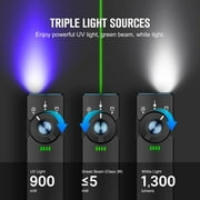 OLIGHT Arkfeld Pro Flat Rechargeable EDC Flashlight with 1300 Lumens LED Light UV and Laser(Black CW 5700K-6700K)