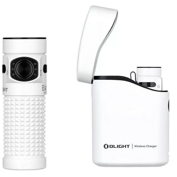 Olight Baton 4 Premium White Rechargeable Flashlight w/Charging Case, 1300 Lum