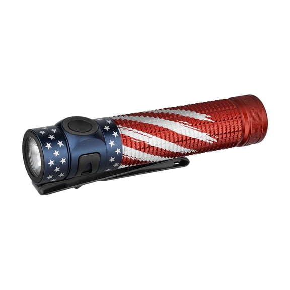 Olight Baton 4 Pro Dual Switch Compact Flashlight, 1600 Lumens, 200 Meters (Stars & Stripes Edition)