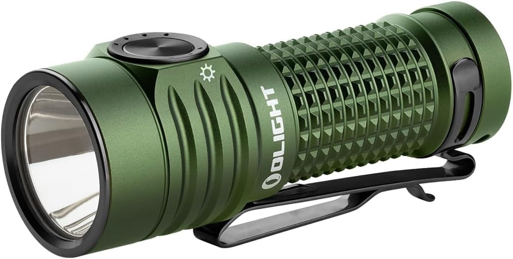 OLIGHT Baton Turbo Rechargeable Handheld Flashlight, 1000 Lumens Compact LED, 510 Meters Long Throw with Two-Way Clip, LED Walking Cane Flashlight, OD Green