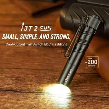 OLIGHT I3T 2 EOS Pocket EDC Flashlight, 200 Lumens Compact Bright Handheld Flash Lights, Dual-Output Tail Switch with AAA Battery and Two-Way Pocket Clip for Camping and Hiking (Black)