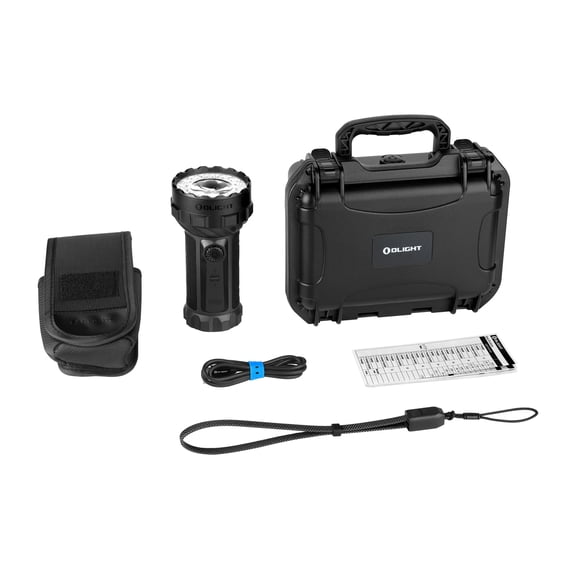 Olight Marauder 3 25000 Lum Rechargeable Flashlight w/Case, Floodlight/Spotlight (Black)