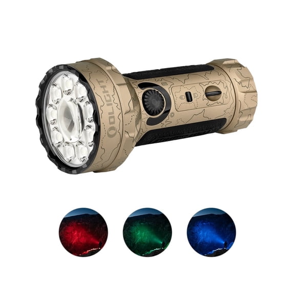OLIGHT Marauder Mini 7,000 Lumens Bright Flashlight with 600 Meters Beam Distance, Powerful RGB Lights, Magnetic Rechargeable for Outdoors Work, Hunting, and Searching(Desert Terrain)