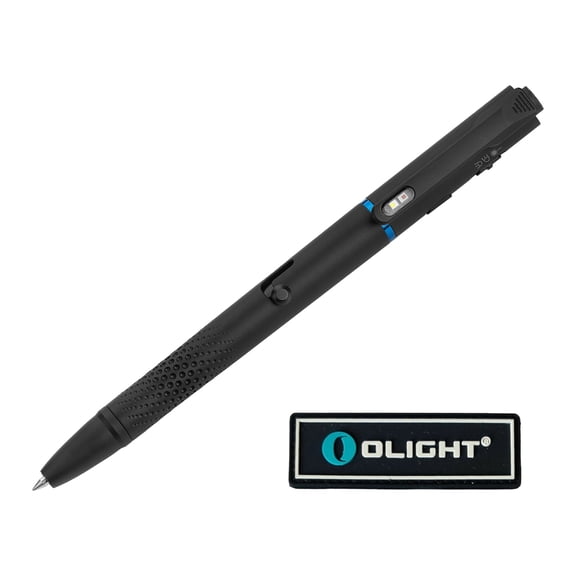 Olight OPen 3 EDC Pen with Tip and Clip Lights and Green Laser Pointer (Black) + OPatch