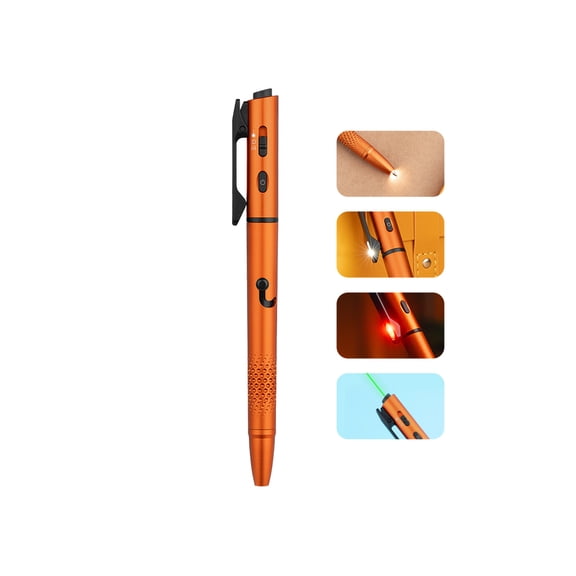 Olight OPen 3 EDC Pen with Tip and Clip Lights and Green Laser Pointer (Orange) + OPatch