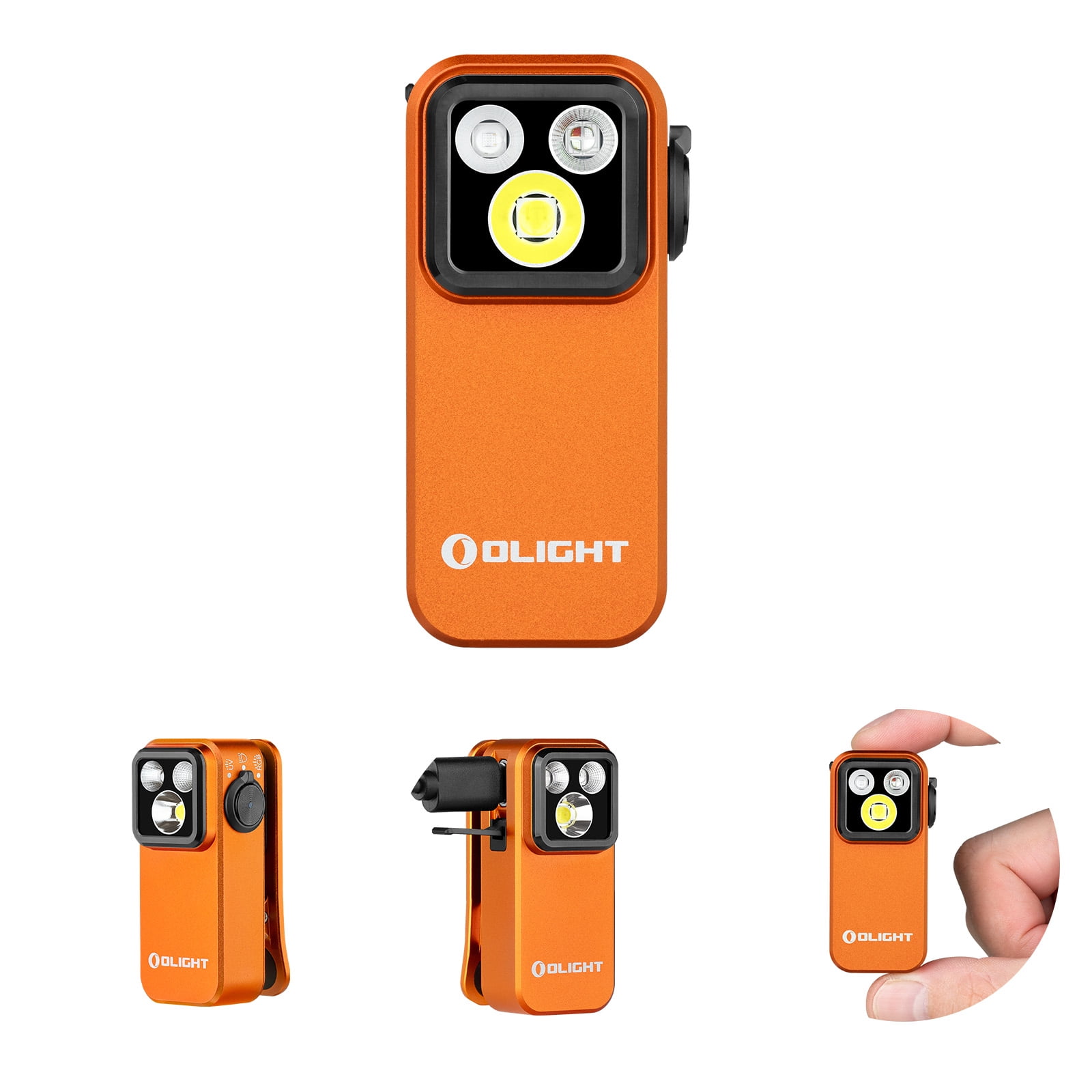 Olight Oclip Pro S Multifunctional EDC Clip Light, 600 Lu White, UV, RGB (Orange)