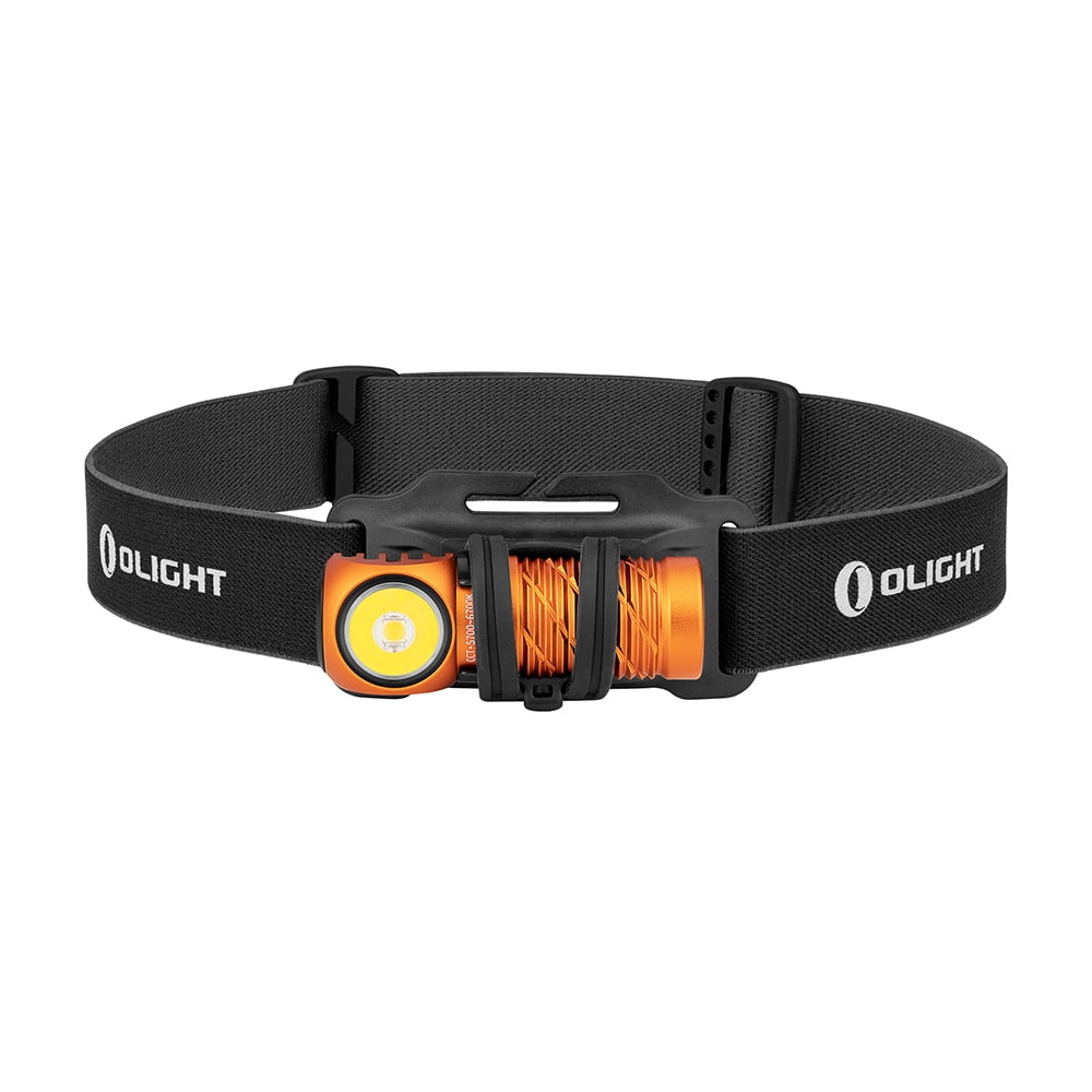 OLIGHT Perun 2 Mini Headlamp 1100 Lumens LED Head Flashlight, Rechargeable Headlight with Red Light Option, Great for Working, Hiking, Camping and Climbing (Orange Cool White: 5700~6700K)