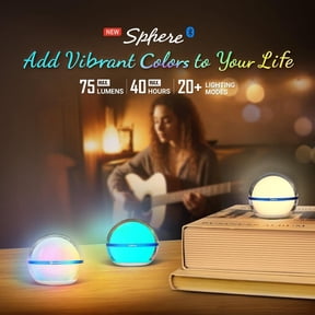 OLIGHT Sphere Smart Night Light, 75 lumens Stepless Dimming Table Lamp with Remotely APP Control, Magnetic Rechargeable RGB Ambient Spherical atmosphere Lighting for Sleeping, Reading, and Relaxation