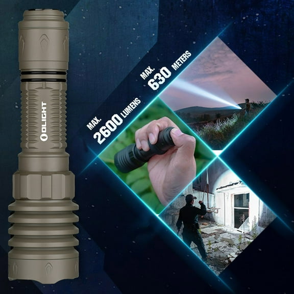 Olight Warrior X 4 Flat Dark Earth USB-C/MCC Rechargeable Flashlight, 2600 Lumens