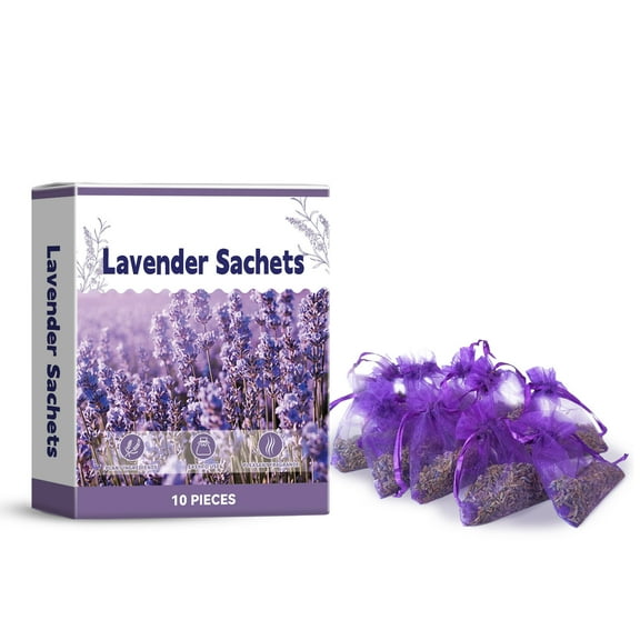 Olilia 10Pack Lavender Sachets - Stop Clothes Damage - Lavender Sachet Bags for Drawers, Closets, Wardrobe, Cars - 100% Natural Dried Lavender Flowers – Room Air Freshener, Closet Scent