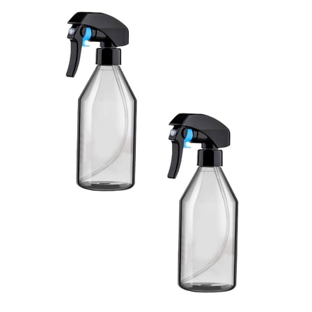 Olilia 2 Pack Spray Bottles Clear and Brown Refillable Container Empty Spray Bottle 10oz/300ml Adjustable Head Sprayer and Stream for Cleaning Products, Plants, Pet, Hair